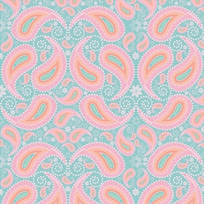 Colorful Indian paisley blue pastel