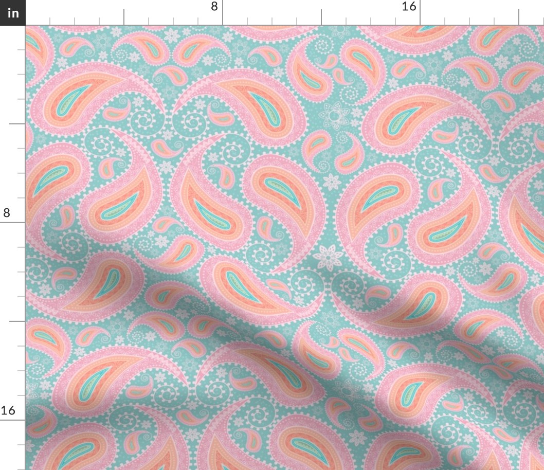 Colorful Indian paisley blue pastel