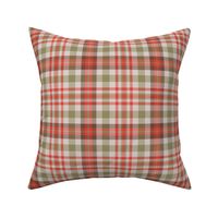 Four Windows Plaid in Red Sage Green and OffWhite