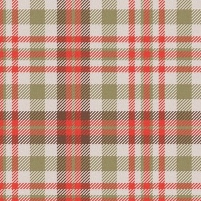 Four Windows Plaid in Red Sage Green and OffWhite