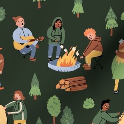 Forest, nature, friends - big pattern version