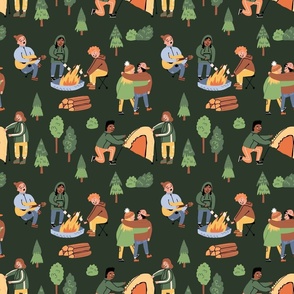 Forest, nature, friends - big pattern version