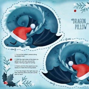 Sleeping dragon pillow Christmas - fat quarter Petal Signature Cotton