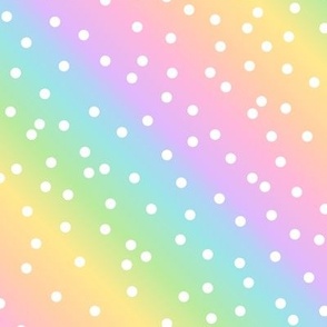 White Confetti on Diagonal Pastel Rainbow Gradient (Medium Scale)