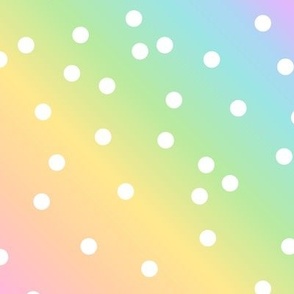 White Confetti on Diagonal Pastel Rainbow Gradient (Large Scale)