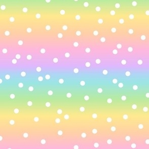 White Confetti on Horizontal Pastel Rainbow Gradient (Medium Scale)