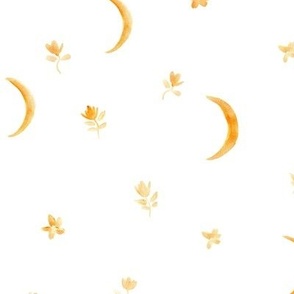 Golden boho moonlight - watercolor moons and florals minimalistic esoteric a404-1