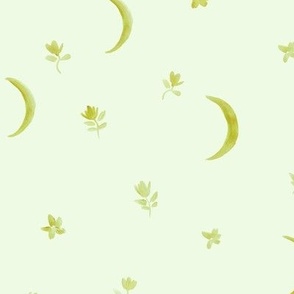 Citrine boho moonlight - watercolor moons and florals minimalistic esoteric a404-14