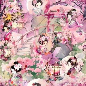sakura pretty girls kimono cherry blossom purple FLWRHT