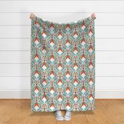 Gnome Garden Damask - Blue Large Scale