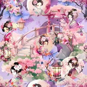 sakura pretty girls kimono cherry blossom periwinkle FLWRHT