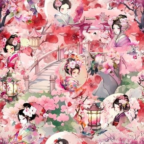 sakura pretty girls kimono cherry blossom red FLWRHT