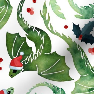 Dragon fire green Christmas holly