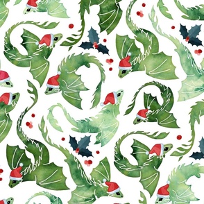 Dragon fire green Christmas holly