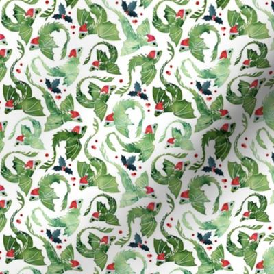 Dragon fire green Christmas holly super small