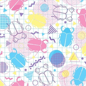 Eighties Style Scarab Beetles // Pink, Blue, Yellow