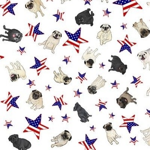 Patriotic Pug Confetti - American Stars & Stripes