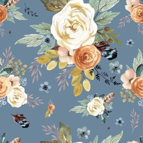 Western Autumn More Florals Dusty Blue