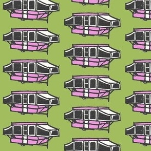 Let's Go Camping in green and pink