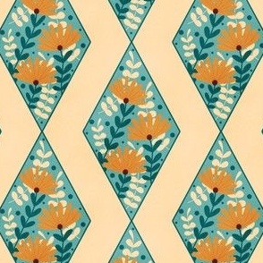 Diamond Pattern Fall and Autumn Florals // 4x4