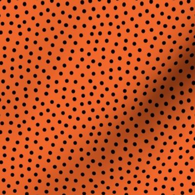 Spooky Garden Black Confetti Dots on Orange 