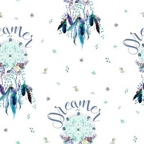 8" Dreamer / Teal & Lilac Dream Catcher Scattered Leaves Mix & Match