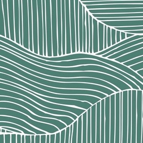 Dunes - Geometric Waves Stripes Sea Green Large Scale