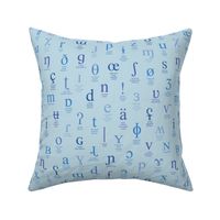 IPA characters and descriptions - medium size, serene blues on light blue