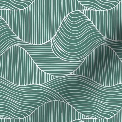 Dunes - Geometric Waves Stripes Sea Green Regular Scale