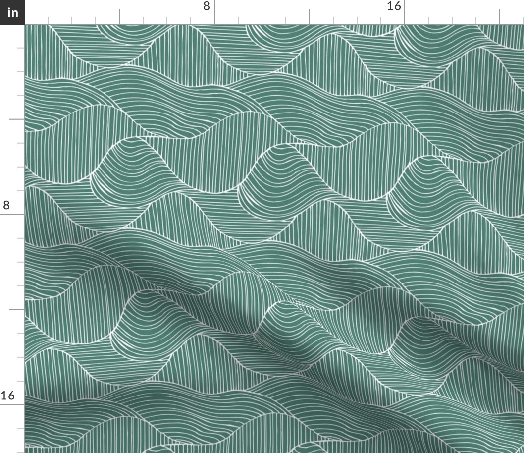 Dunes - Geometric Waves Stripes Sea Green Regular Scale