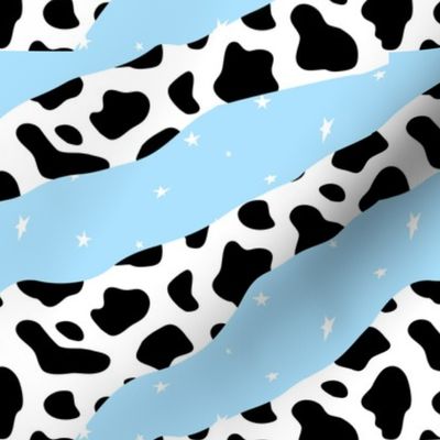 Abstract Patchwork Collage Cow Print Stars