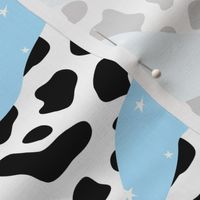 Abstract Patchwork Collage Cow Print Stars