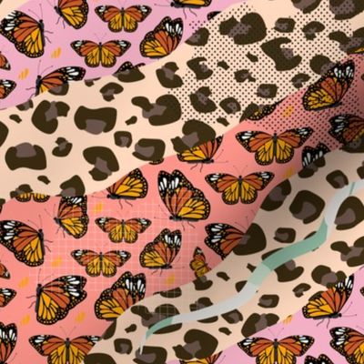 Butterflies Leopard Abstract Patchwork Collage