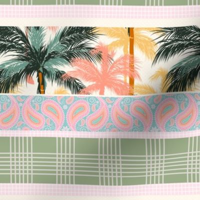 Palm Trees Paisley Grid Patchwork Collage