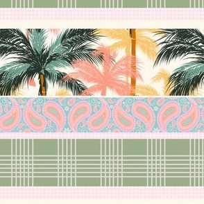 Palm Trees Paisley Grid Patchwork Collage