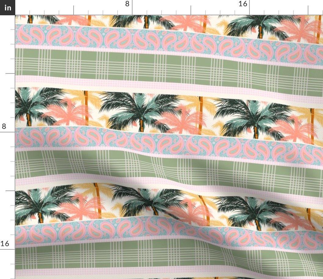Palm Trees Paisley Grid Patchwork Collage