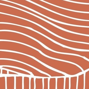 Dunes - Geometric Waves Stripes Terra Cotton Jumbo Scale