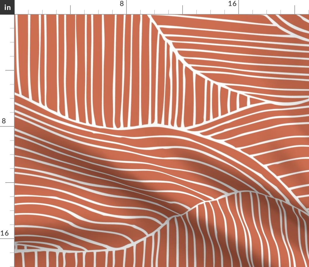Dunes - Geometric Waves Stripes Terra Cotton Jumbo Scale