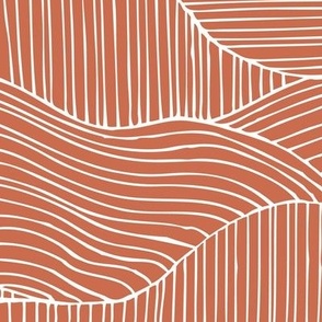 Dunes - Geometric Waves Stripes Terra Cotton Large Scale