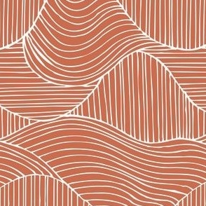 Dunes - Geometric Waves Stripes Terra Cotton Regular Scale