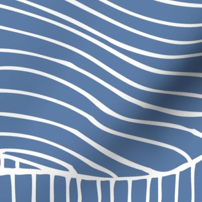 Dunes - Geometric Waves Stripes Blue Jumbo Scale