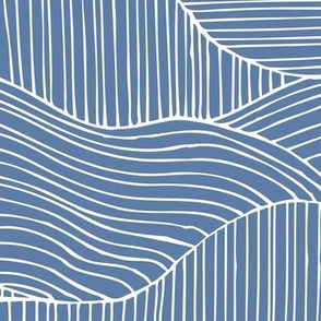 Dunes - Geometric Waves Stripes Blue Large Scale