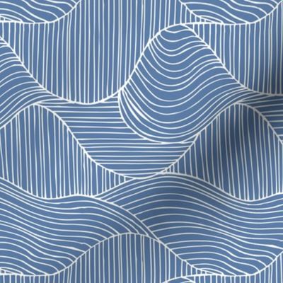 Dunes - Geometric Waves Stripes Blue Regular Scale