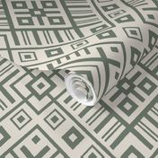 Neutral geometric intricate diamond - off white pine green - Baltic, ethnic ornamental