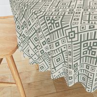 Neutral geometric intricate diamond - off white pine green - Baltic, ethnic ornamental