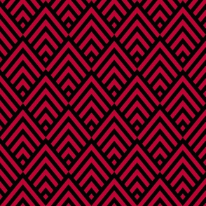 New Art Deco Marsala Red Black scales stripes Wallpaper