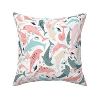 Dolphins in the night | pink   ©designsbyroochita