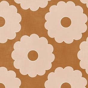 Groovy Beige Flowers (rust-bronze) 12"