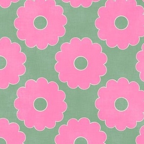 Groovy Pink Flowers (jade) 9"