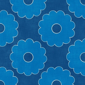 Groovy French Blue Flowers (classic blue) XL